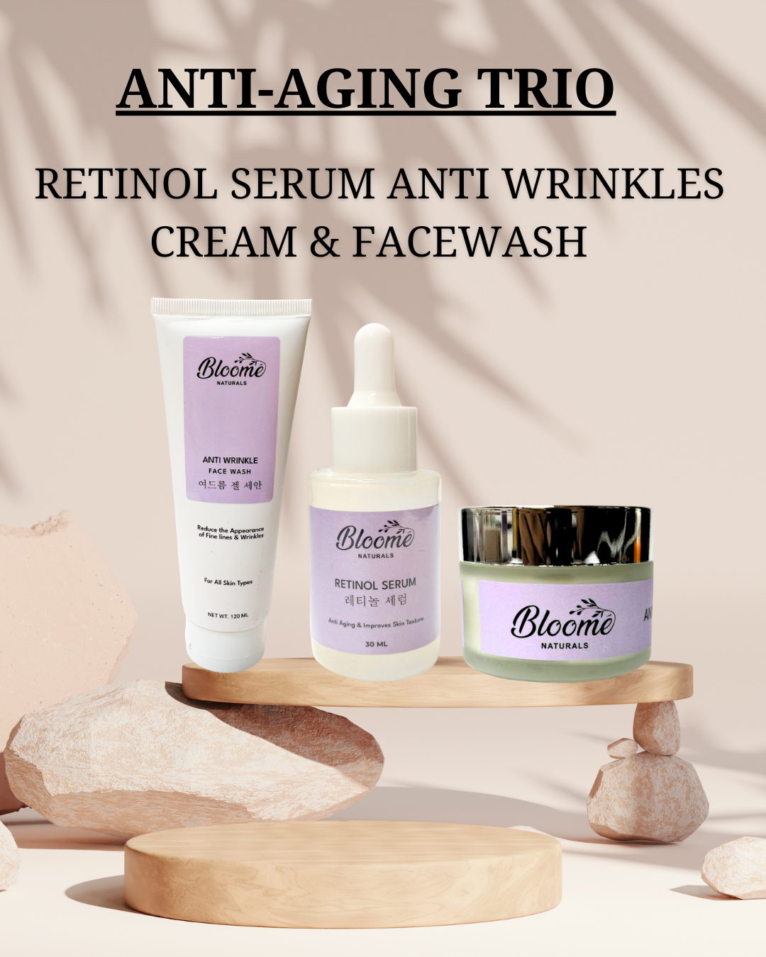 Retinol Serum, Anti-Wrinkles Cream & Facewash